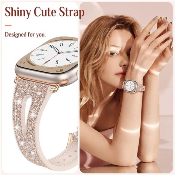 Bling SiliconeBand for AppleWatch Bands Ultra Ultra2 Series 10 9 8 7 6 5 4 3 2 1 - Picture 4 of 7